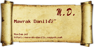 Mavrak Daniló névjegykártya